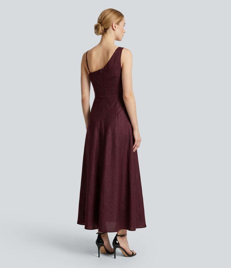 Asymmetric Strap Sleeveless Maxi Dress