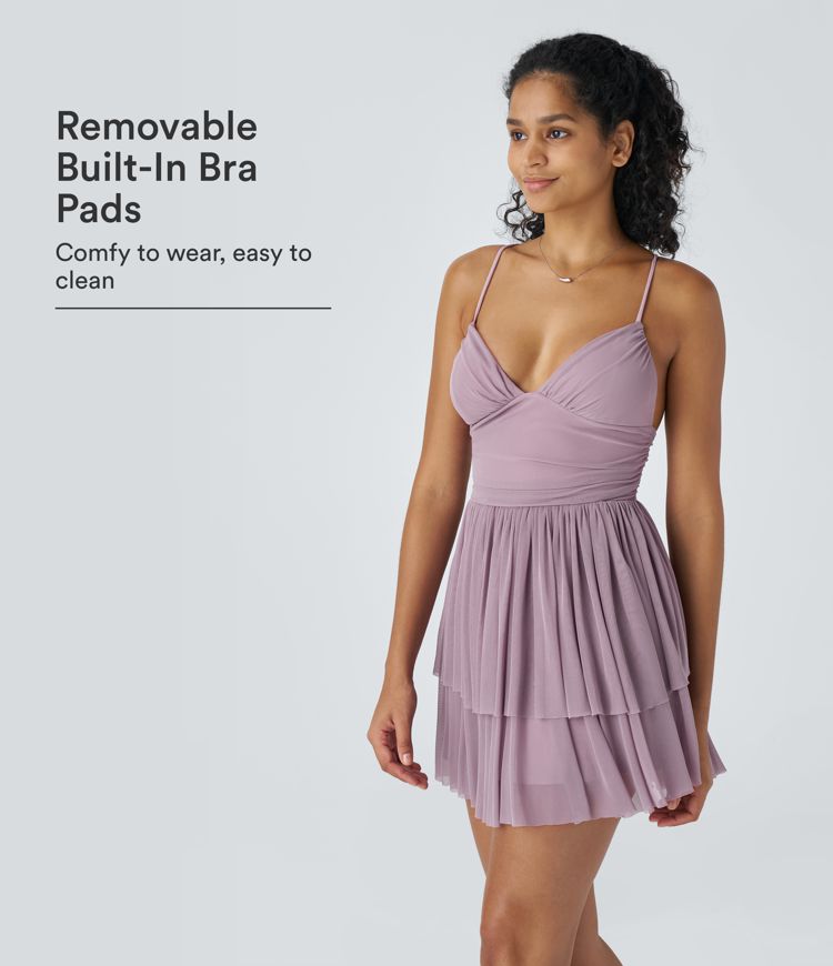 Halara Lace Up Mesh Layered Mini dress Casual dress - Deep Sapphire - XL slip dress Beach dress ruched dress halter dress exercise dress