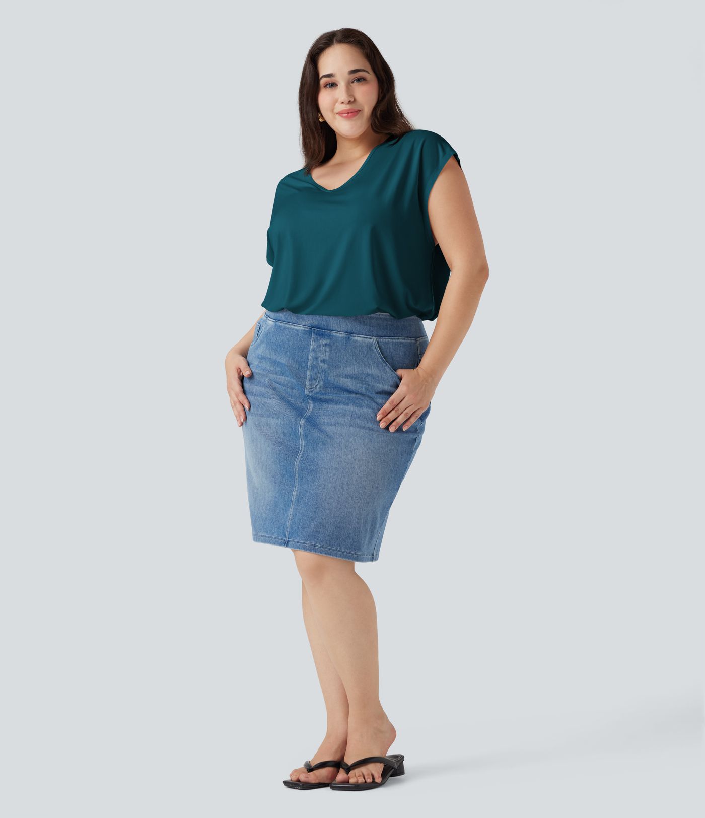 V-neck Short Sleeve Casual Plus Size T-Shirt