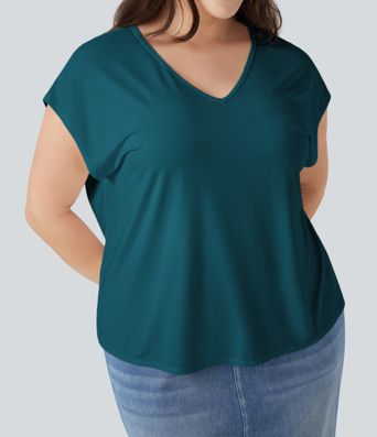V-neck Short Sleeve Casual Plus Size T-Shirt