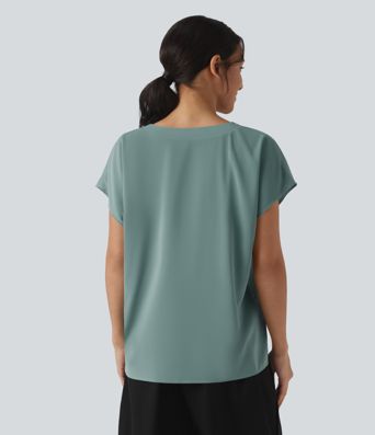 Wrinkle-resistant V-neck Short Sleeve Oversized Work Blouse Wrinkle-resistant V-neck Short Sleeve Oversized Work Blouse