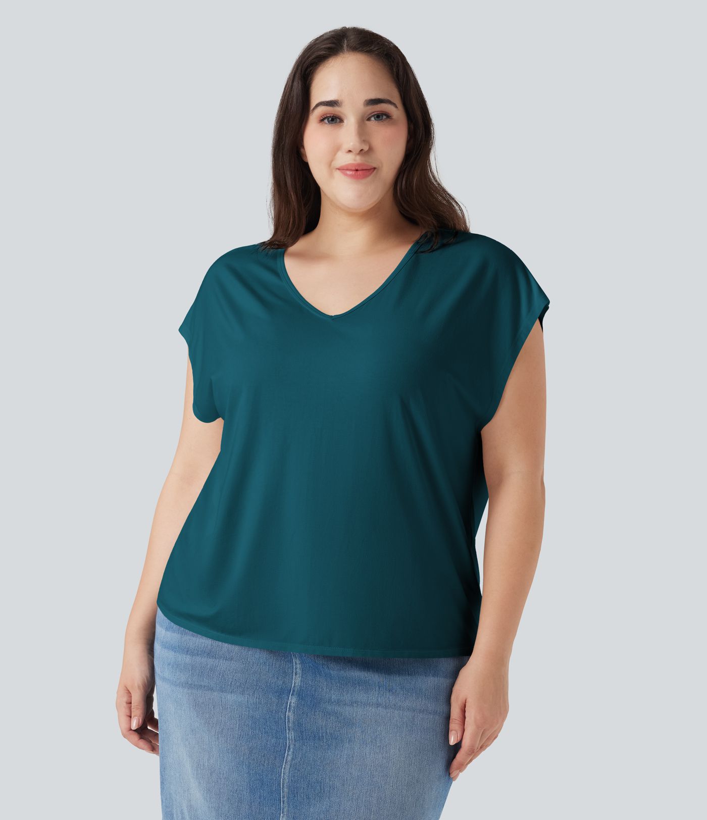 V-neck Short Sleeve Casual Plus Size T-Shirt