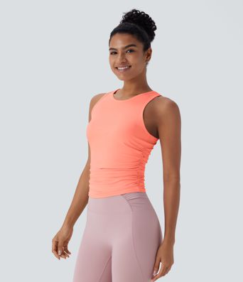 Top de Yoga con Cuello Redondo y Espalda Deportiva Fruncido