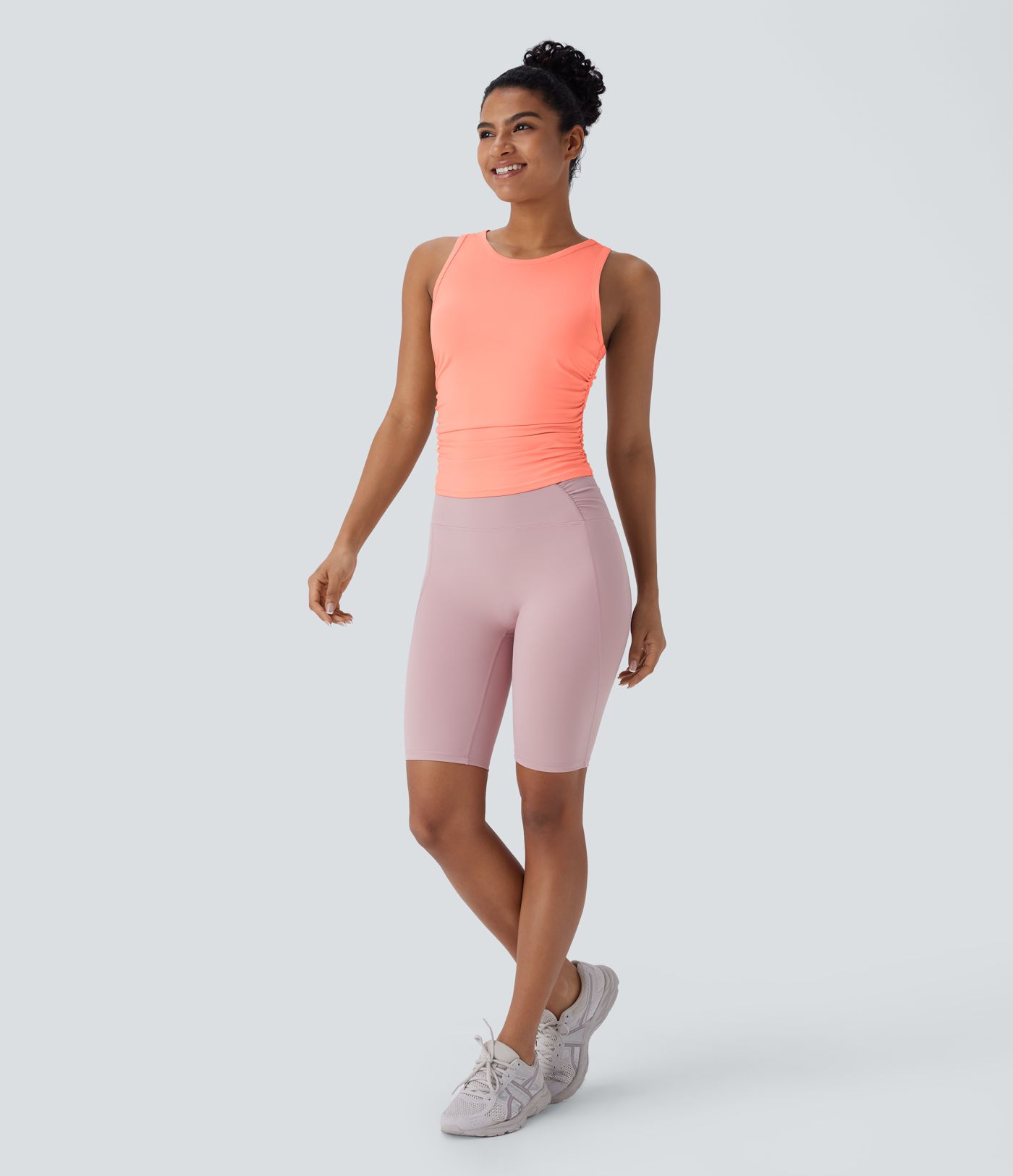 Top de Yoga con Cuello Redondo y Espalda Deportiva Fruncido