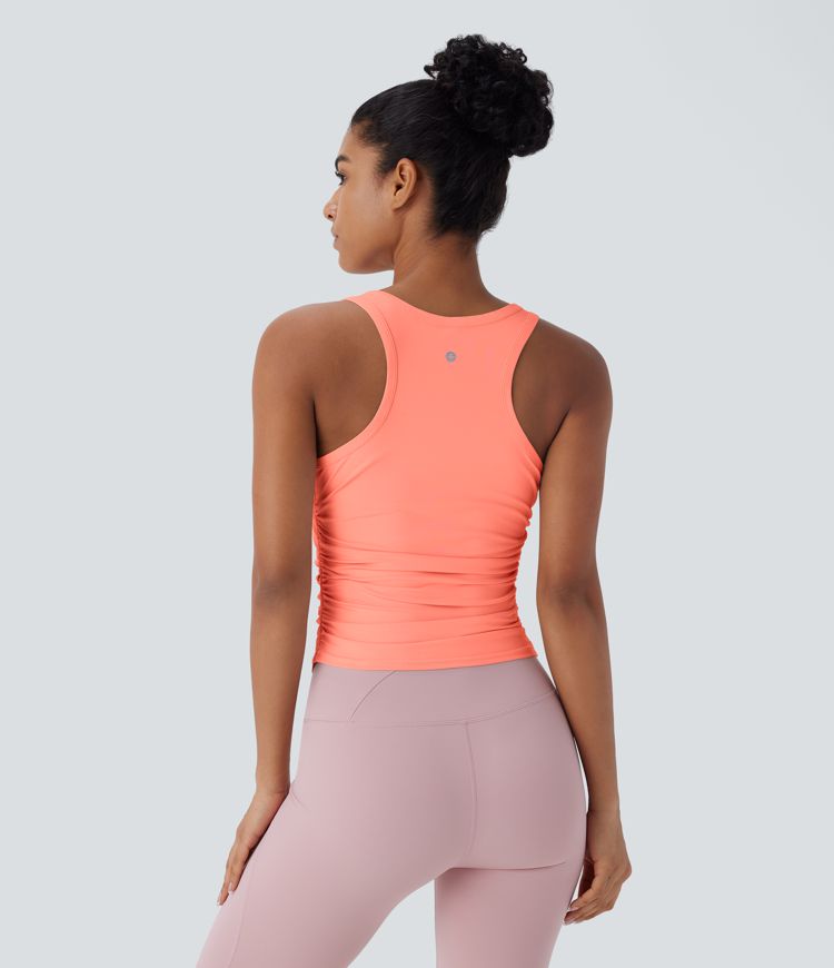 Top de Yoga con Cuello Redondo y Espalda Deportiva Fruncido