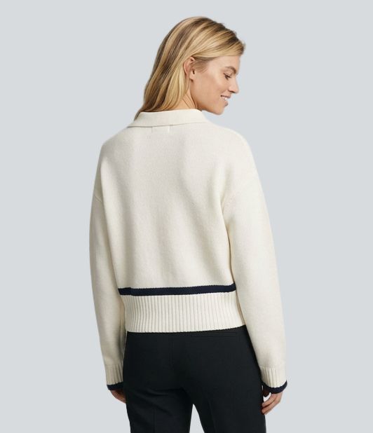 V-Neck Long Sleeve Color Block Casual Sweater