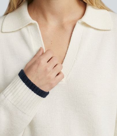 V-Neck Long Sleeve Color Block Casual Sweater