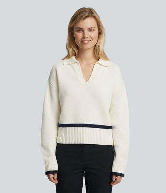 V-Neck Long Sleeve Color Block Casual Sweater