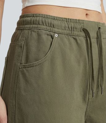 Halara Flex™ Mid Rise Drawstring Casual Baggy Jeans with Pockets