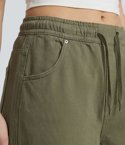 Halara Flex™ Mid Rise Drawstring Casual Baggy Jeans with Pockets