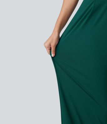 Combinaison de soirée à une épaule, sans manches, ceinturée, avec soutien-gorge intégré et poches - Simple comme bonjour