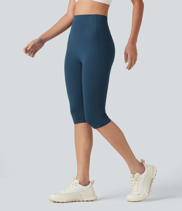 Majolica Blue Halara UltraSculpt™ Cepli capri tayt, yüksek bel, belin yuvarlanmasını önleyen, karın toparlayıcı ve şekillendirici antrenman taytı / 1