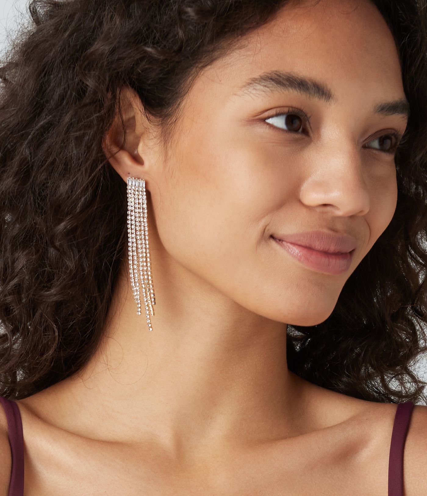 Rhinestone Fringe Earrings
