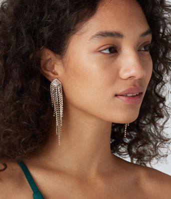 Rhinestone Fringe Earrings