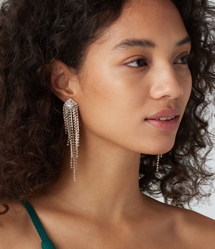 Rhinestone Fringe Earrings
