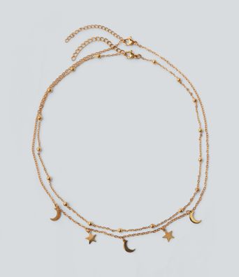 Star and Moon Necklace Set