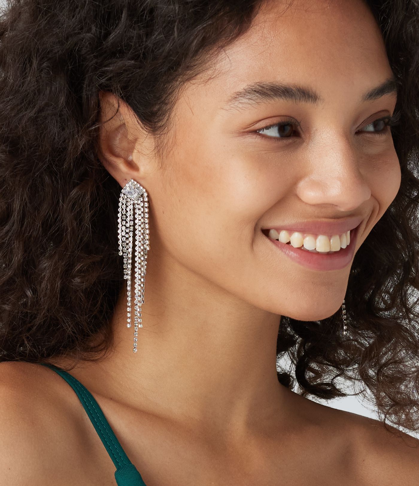 Rhinestone Fringe Earrings