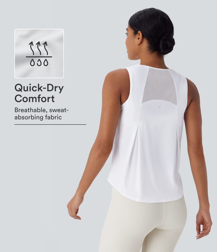 Contrast Mesh Curved Hem InstantCool Quick Dry Running Tank Top Contrast Mesh Curved Hem InstantCool Quick Dry Running Tank Top