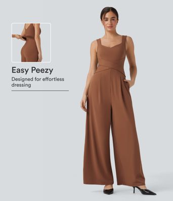 U Rückenfreier Lässiger Jumpsuit mit Taschen-Easy Peezy Edition U Rückenfreier Lässiger Jumpsuit mit Taschen-Easy Peezy Edition