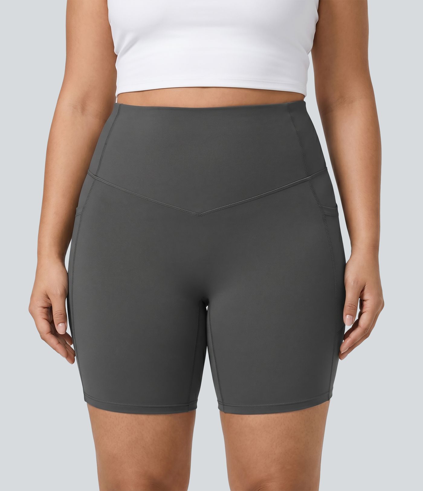 Halara UltraSculpt™ High Waisted Tummy Control Shaping Training Plus Size Biker Shorts 7'' with Pocket
