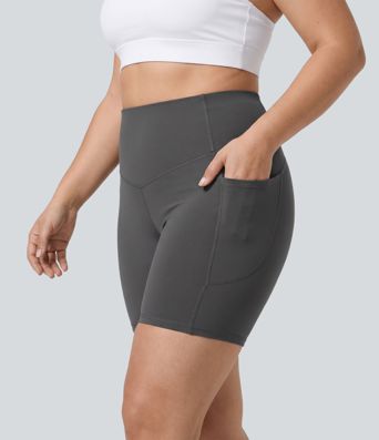 Halara UltraSculpt™ High Waisted Tummy Control Shaping Training Plus Size Biker Shorts 7'' with Pocket