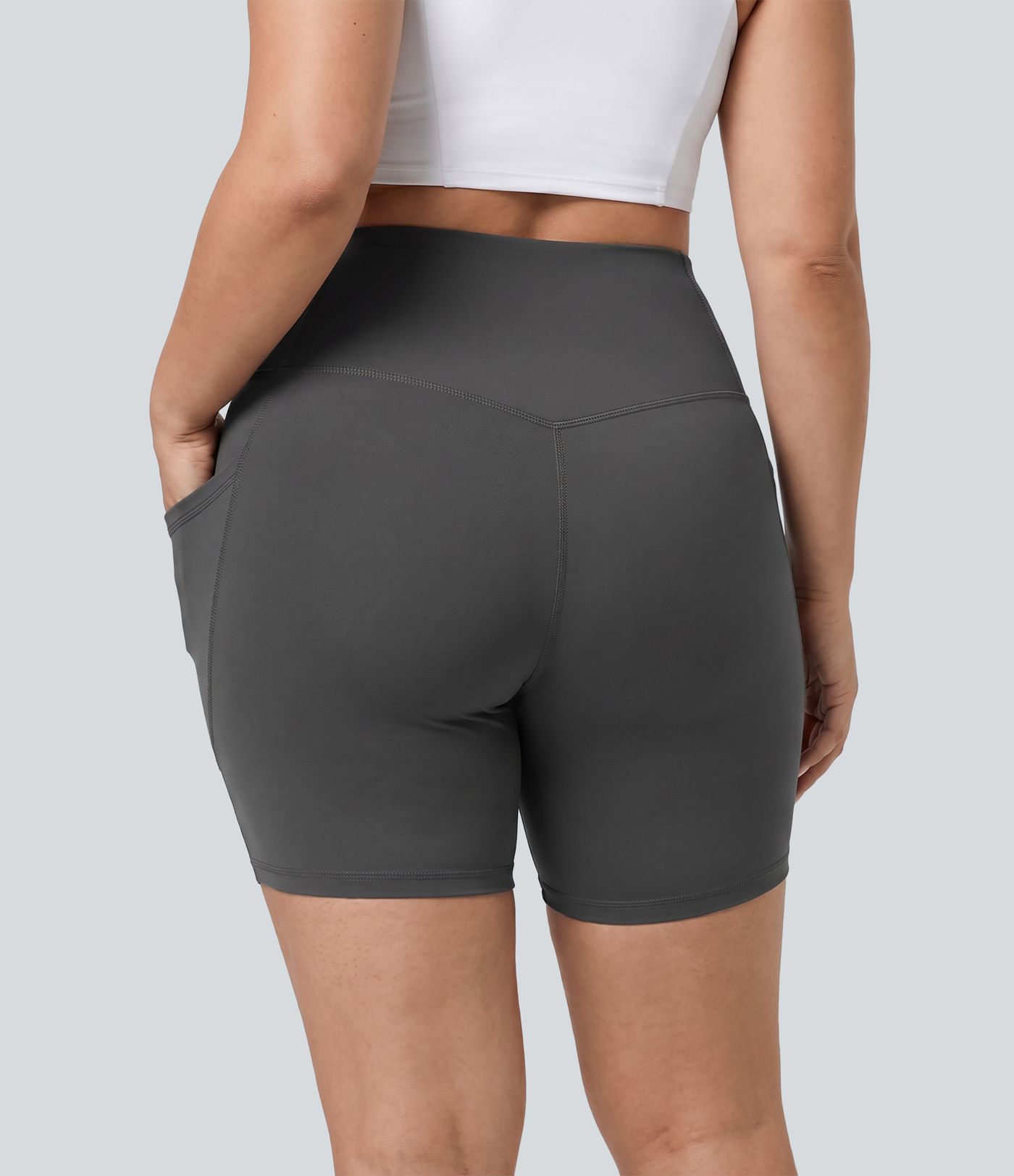 Halara UltraSculpt™ High Waisted Tummy Control Shaping Training Plus Size Biker Shorts 7'' with Pocket
