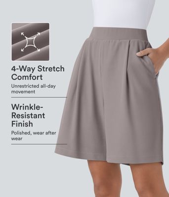High Waisted Body Sculpt Waist-Slimming Pocket Micro Waffle Work Shorts