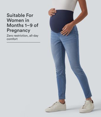 Halara Flex™ Super High Waisted Skinny 7/8 Casual Maternity Jeans with Pockets Halara Flex™ Super High Waisted Skinny 7/8 Casual Maternity Jeans with Pockets