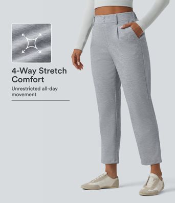 SpacerTek™ pantalones casuales de talle alto y corte cónico con bolsillos