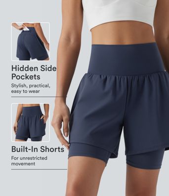 SoftlyZero™ Airy Super High Waisted 2-in-1 Cool Touch Yoga Shorts 7'' with Pockets