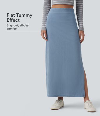 Halara Flex™ High Waisted Tummy Control Denim Maxi Casual Skirt