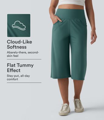 SoftlyZero™ Pantalones capri ligeros y aireados de tiro alto con control de abdomen InstantCool, holgados y con bolsillos SoftlyZero™ Pantalones capri ligeros y aireados de tiro alto con control de abdomen InstantCool, holgados y con bolsillos