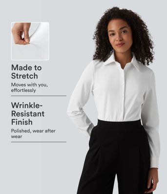 Collar Long Sleeve Wrinkle-resistant Quick Dry Work Shirt