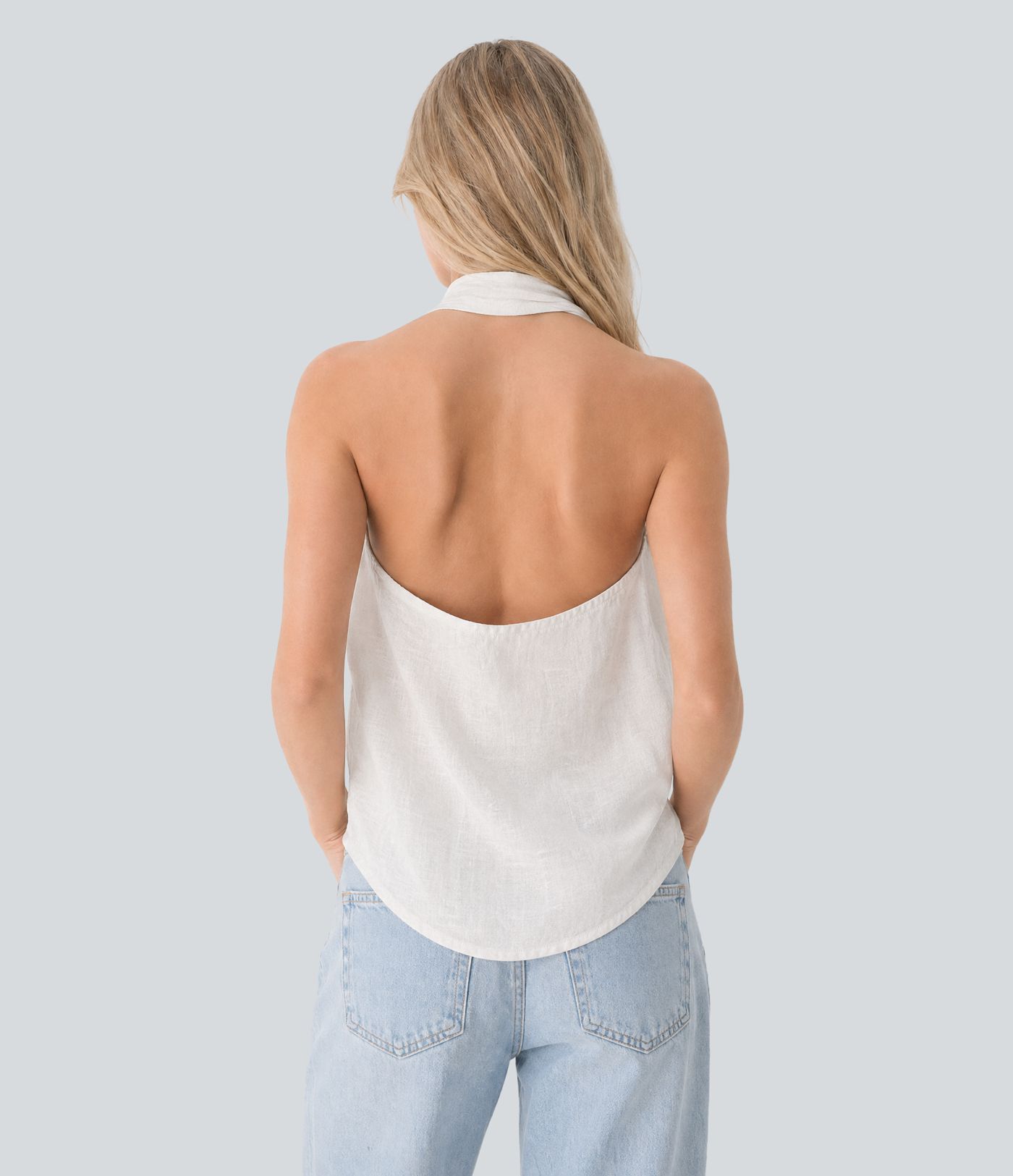 V-Neck Sleeveless Backless Casual Halter Top