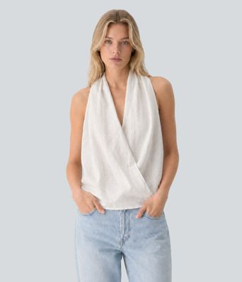 V-Neck Sleeveless Backless Casual Halter Top