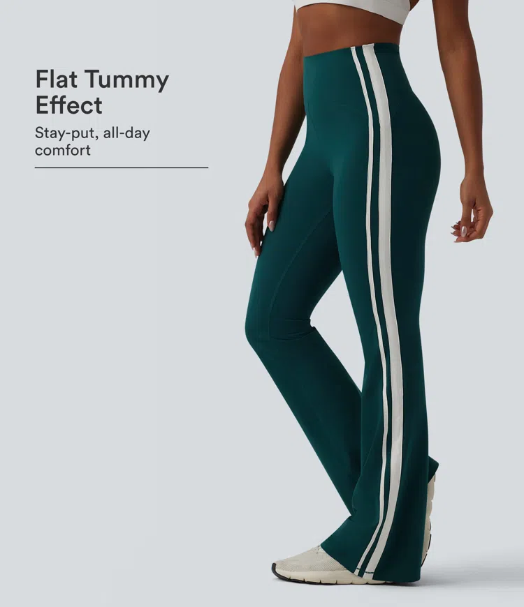 Halara UltraSculpt™ High-Waist Yoga-Leggings 7/8 mit Bauchkontrolle, Seitenstreifen und ausgestelltem Bein