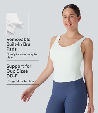 SoftlyZero™ Plush Padded V Neck Running Tank Top DD-F Cups