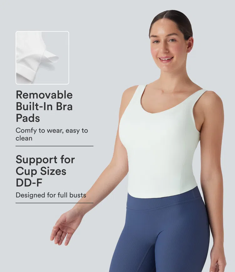 White Débardeur course SoftlyZero™ Plush col V rembourré E-G / 1