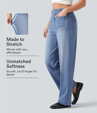 Halara Flex™ High Waisted Straight Leg Casual Jeans with Pockets
