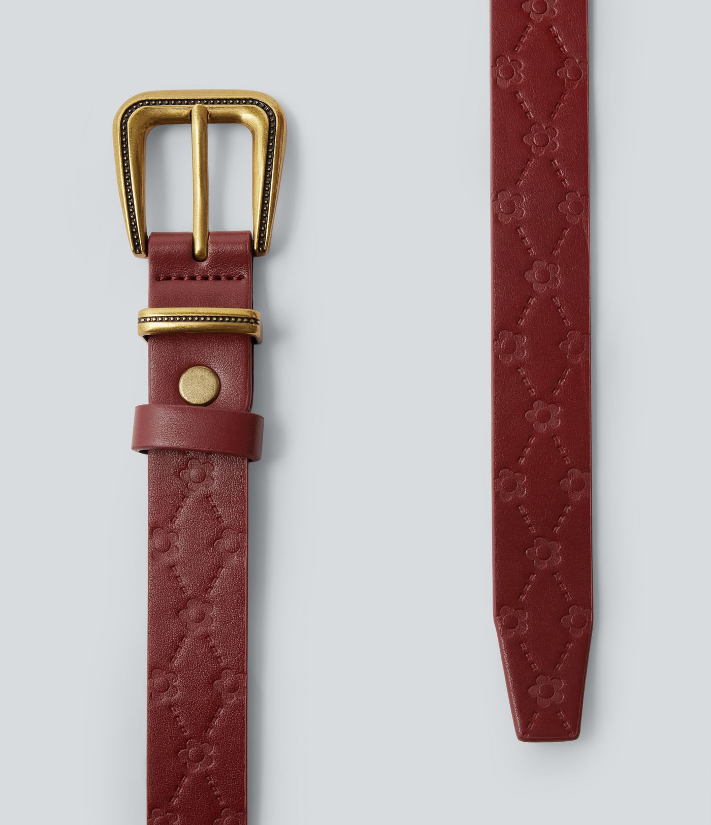 Vintage Embossed Metal Buckle Belt