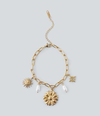 Floral Pendant Chain Bracelet
