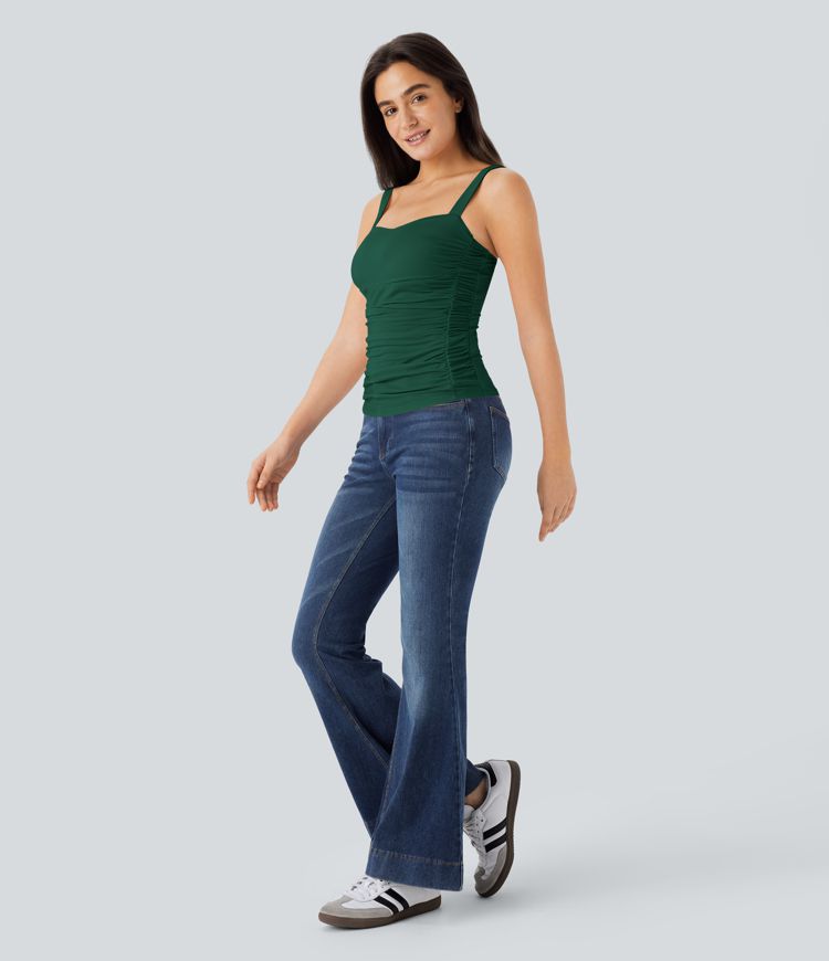 Ruched Backless Casual Tank Top Ruched Backless Casual Tank Top