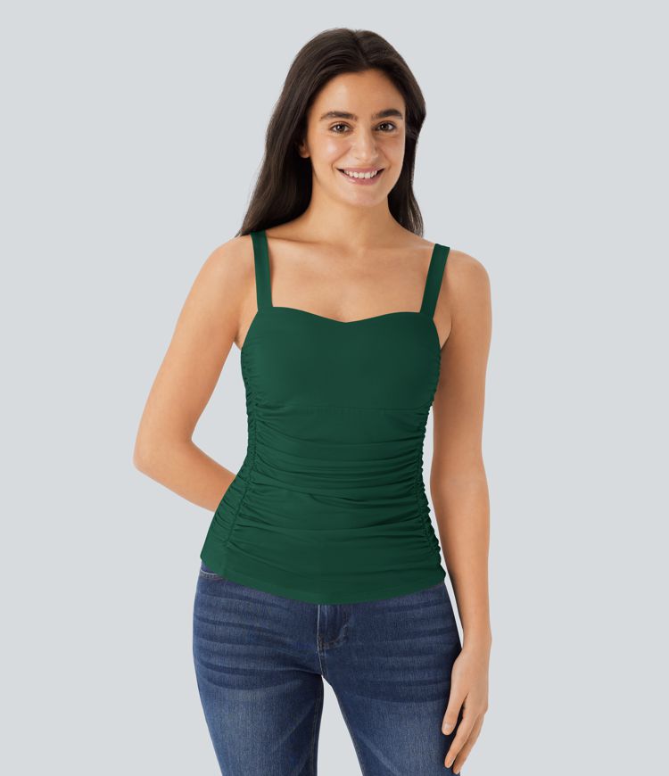 Ruched Backless Casual Tank Top Ruched Backless Casual Tank Top