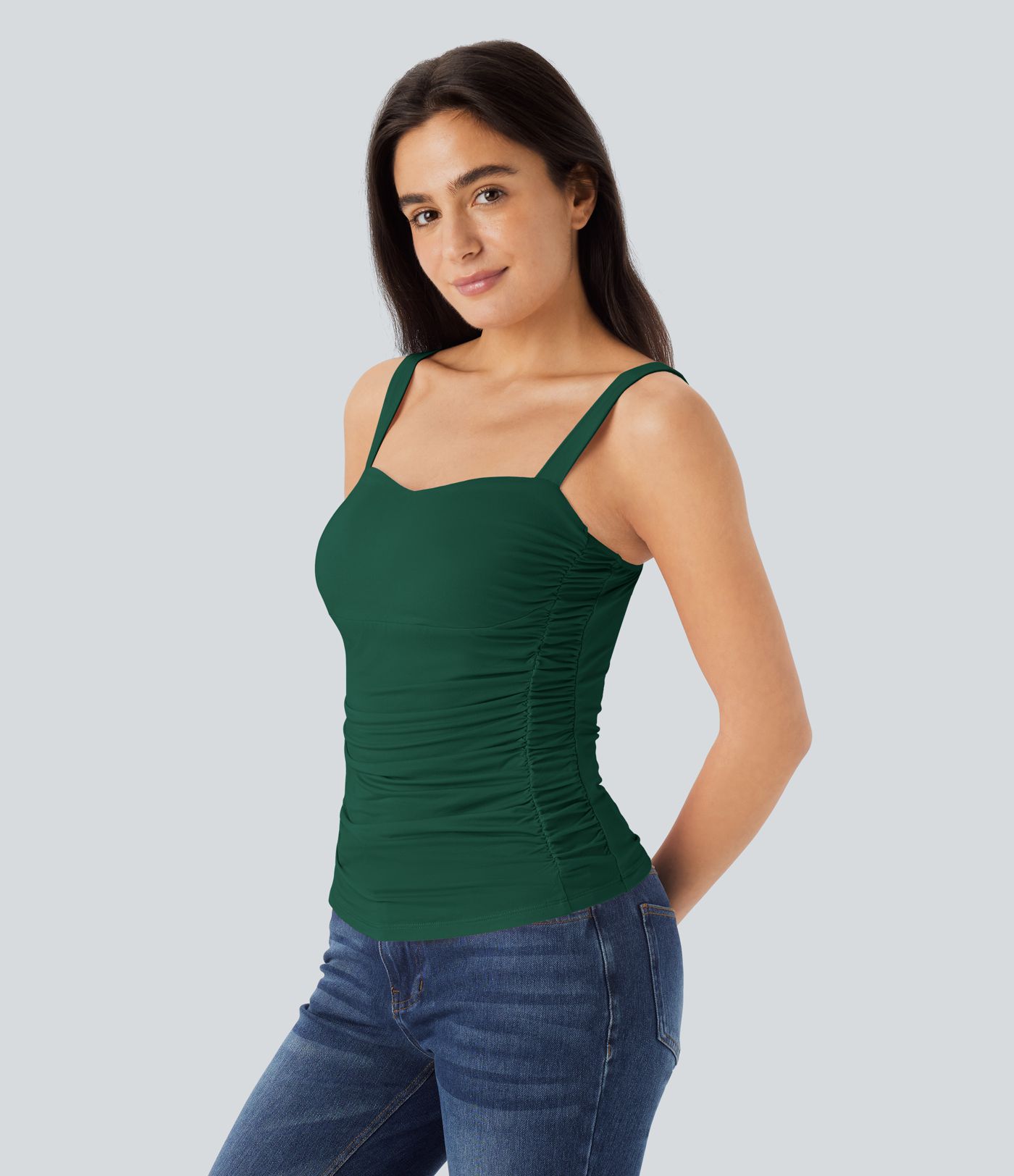 Ruched Backless Casual Tank Top Ruched Backless Casual Tank Top