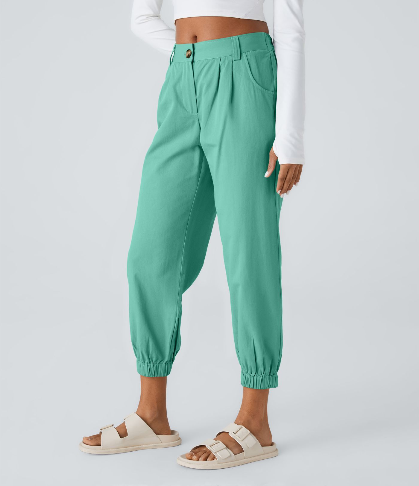 Mid Rise Casual Joggers with Pockets