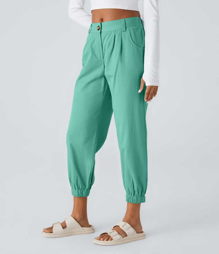 Mid Rise Casual Joggers with Pockets