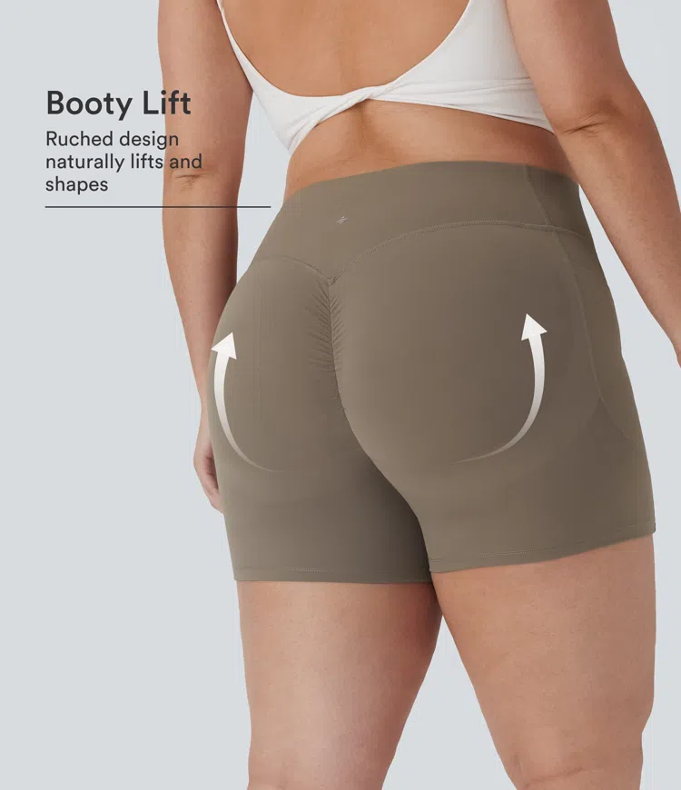 Plus Size Halara UltraSculpt™ High Waisted Scrunch Butt Lifting Tummy Control Shaping Training Bike Running Shorts 5'' with Pockets