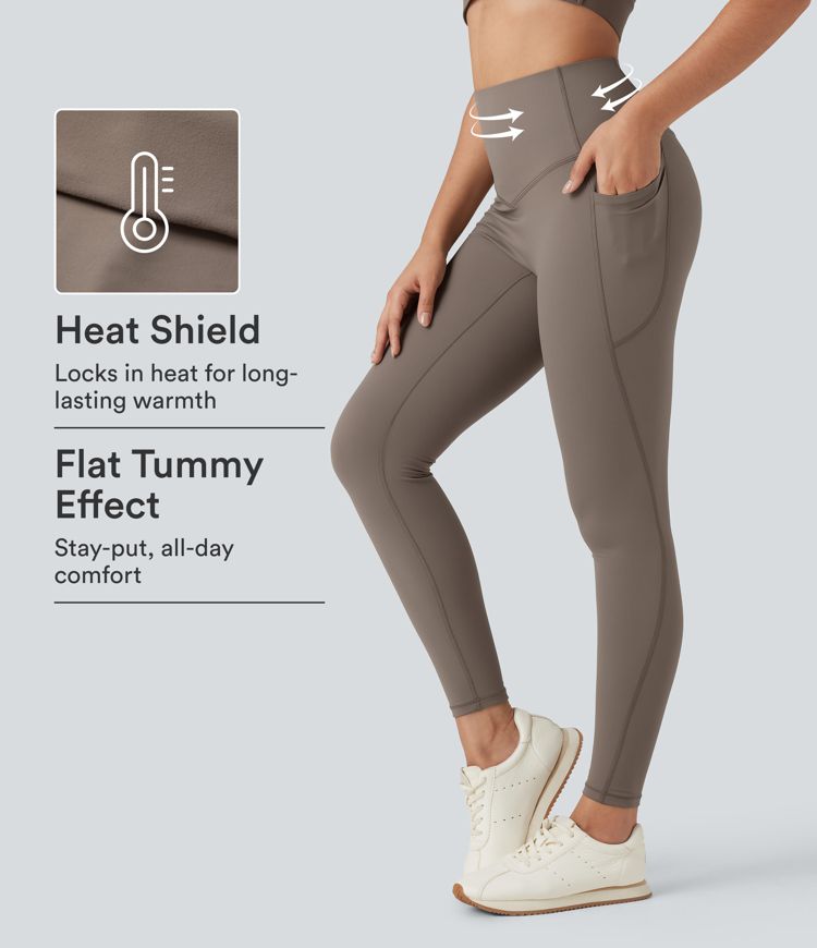 Halara Ultrasculpt™ Heat High Waisted Tummy Control Fleece Yoga Leggings with Pockets Halara Ultrasculpt™ Heat High Waisted Tummy Control Fleece Yoga Leggings with Pockets