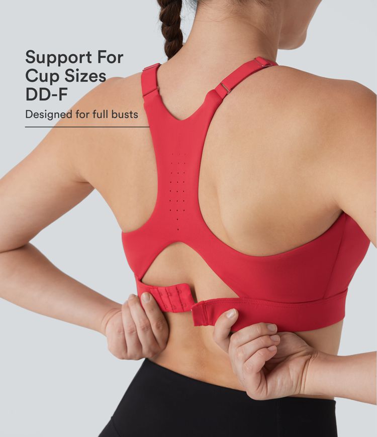 SpeedWave™ Medium Support Molded Cups Perforated Adjustable Hook Quick Dry Training Sports Bra DD-F Cups SpeedWave™ Medium Support Molded Cups Perforated Adjustable Hook Quick Dry Training Sports Bra DD-F Cups