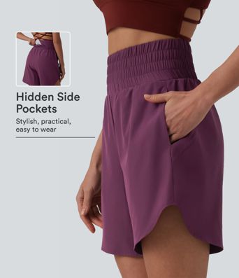 Breezeful™ High Waisted 2-in-1 Curved Hem Quick Dry Running Shorts 7" with Pockets Breezeful™ High Waisted 2-in-1 Curved Hem Quick Dry Running Shorts 7" with Pockets